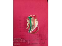 Старинна брошка емаил, клипс за шал