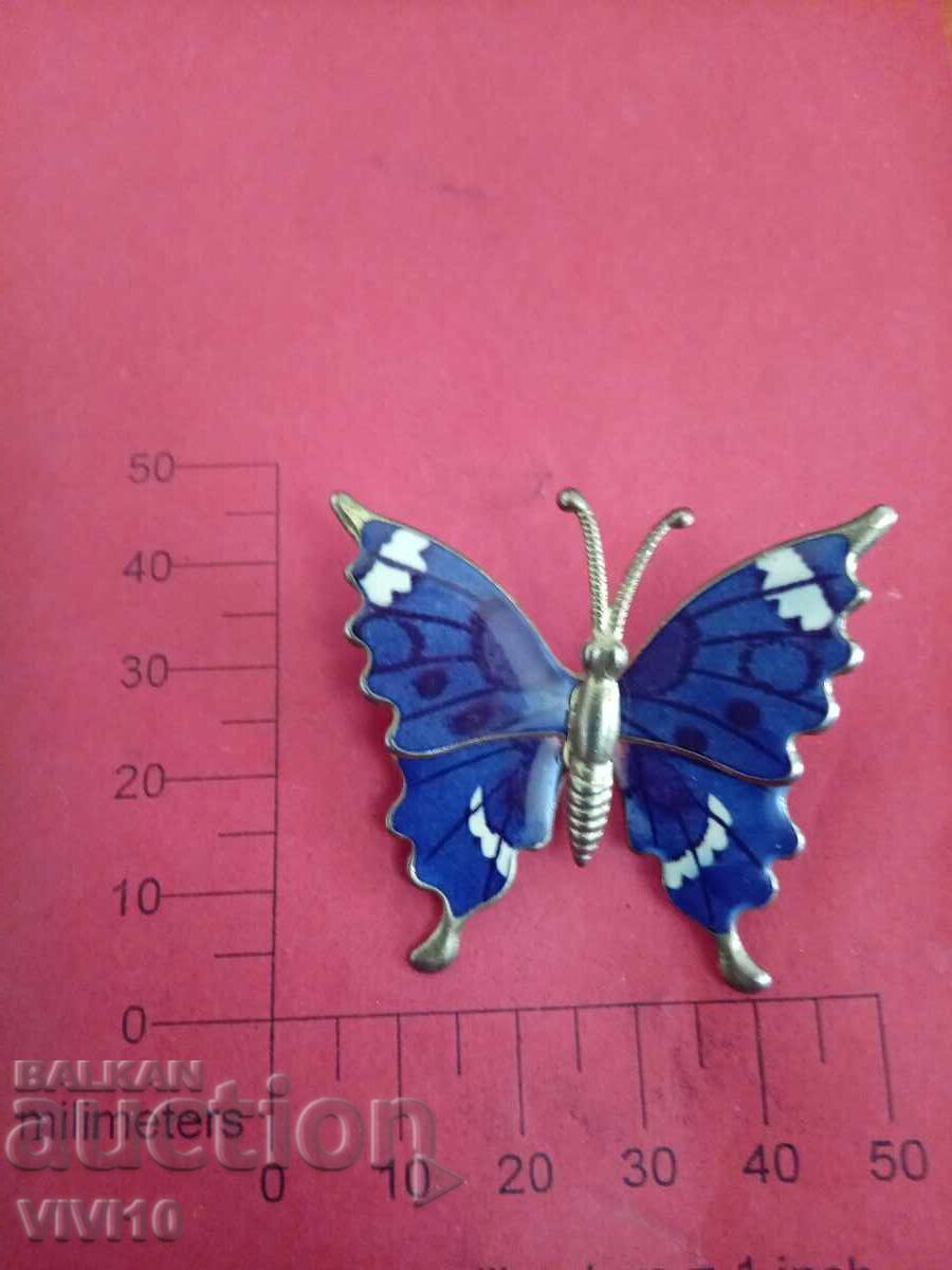 Antique enamel brooch, butterfly