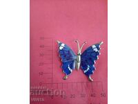 Broșă veche emailată, fluture