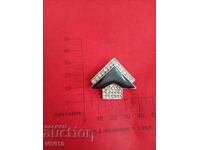 Broșă veche email, cu pietre