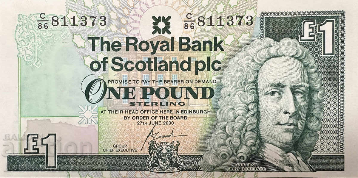Scotland Royal Bank 1 Pound 2000 Pick 325b Ref 1371 Unc