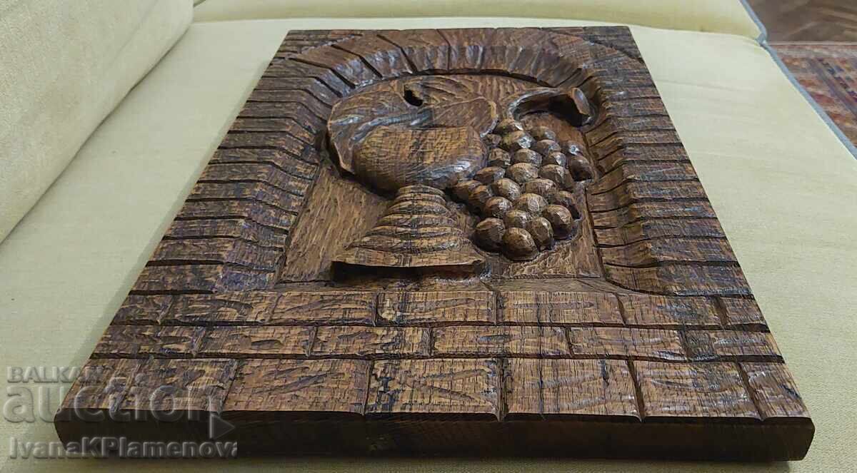 Auction  Wood carving solid panel 44cm 30cm
