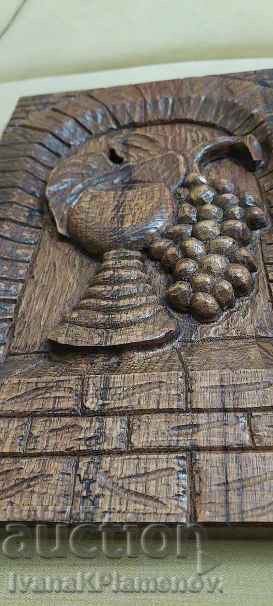 Wood carving solid panel 44cm 30cm - 5