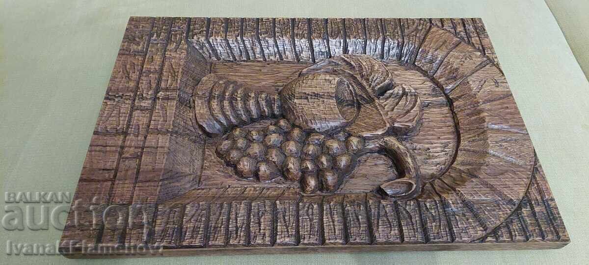 Wood carving solid panel 44cm 30cm - 6