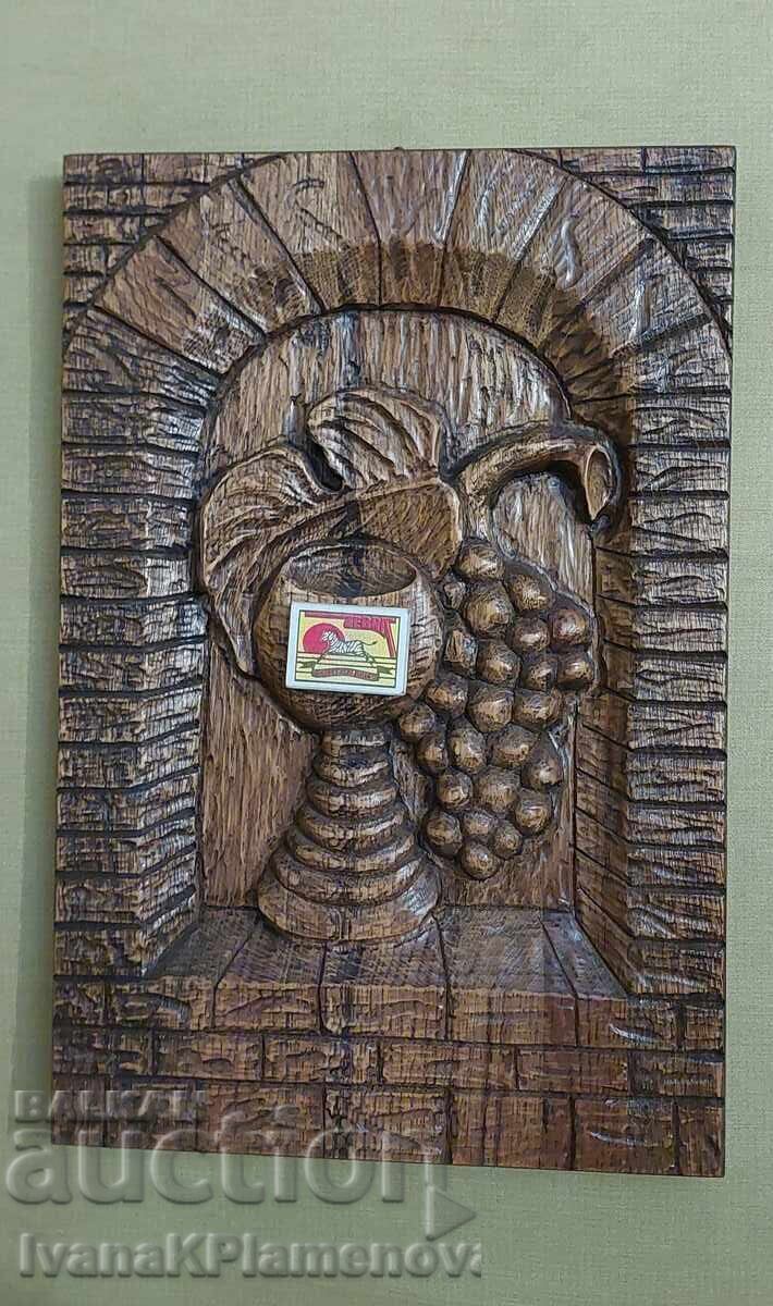 Wood carving solid panel 44cm 30cm - 7