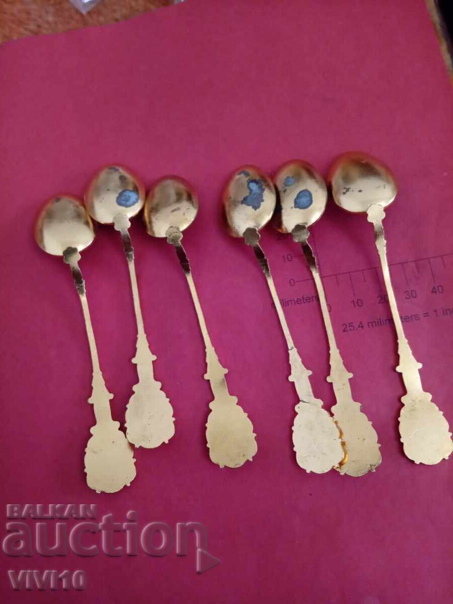 6 enamel spoons, Gilt, Leningrad with price 90.00 BGN | € 46.02