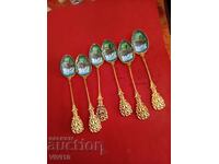 6 τμχ κουταλάκια σμάλτου, Επιχρύσωση, Λένινγκραντ