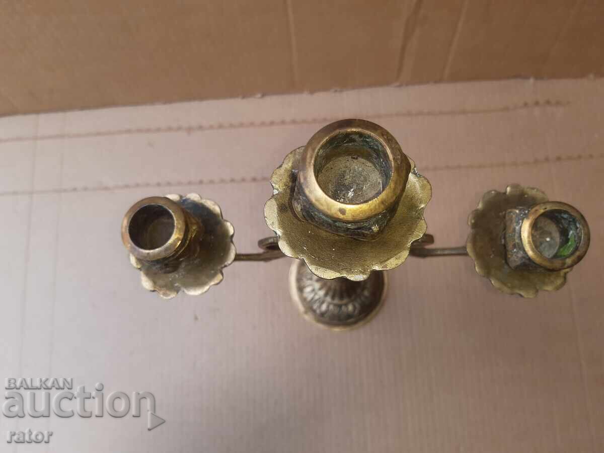 Πολύ παλιό μπρούτζινο τριπλό κηροπήγιο 100+ ετών - 6 Πολύ παλιό μπρούτζινο τριπλό κηροπήγιο 100+ ετών - 6