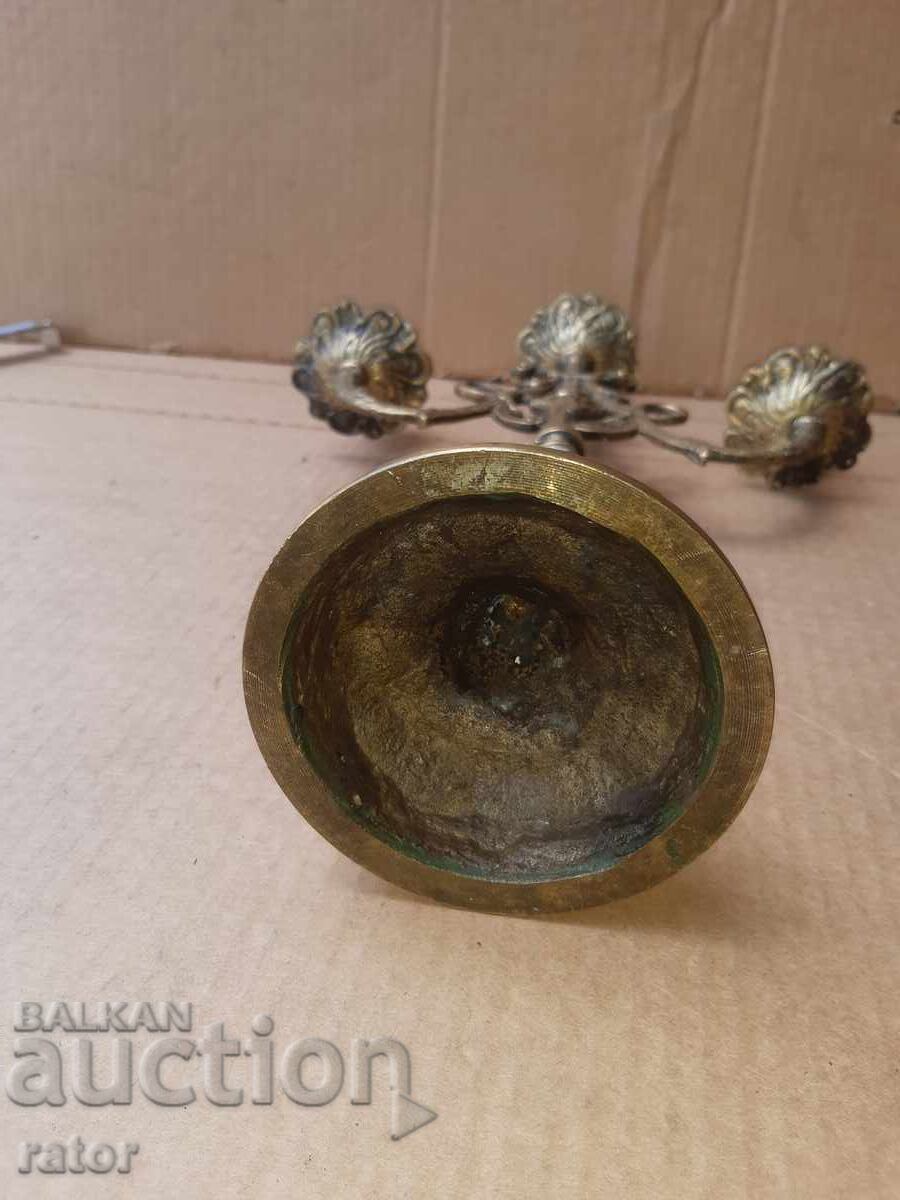 Πολύ παλιό μπρούτζινο τριπλό κηροπήγιο 100+ ετών - 7 Πολύ παλιό μπρούτζινο τριπλό κηροπήγιο 100+ ετών - 7