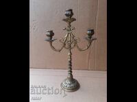 Πολύ παλιό μπρούτζινο τριπλό κηροπήγιο 100+ ετών
