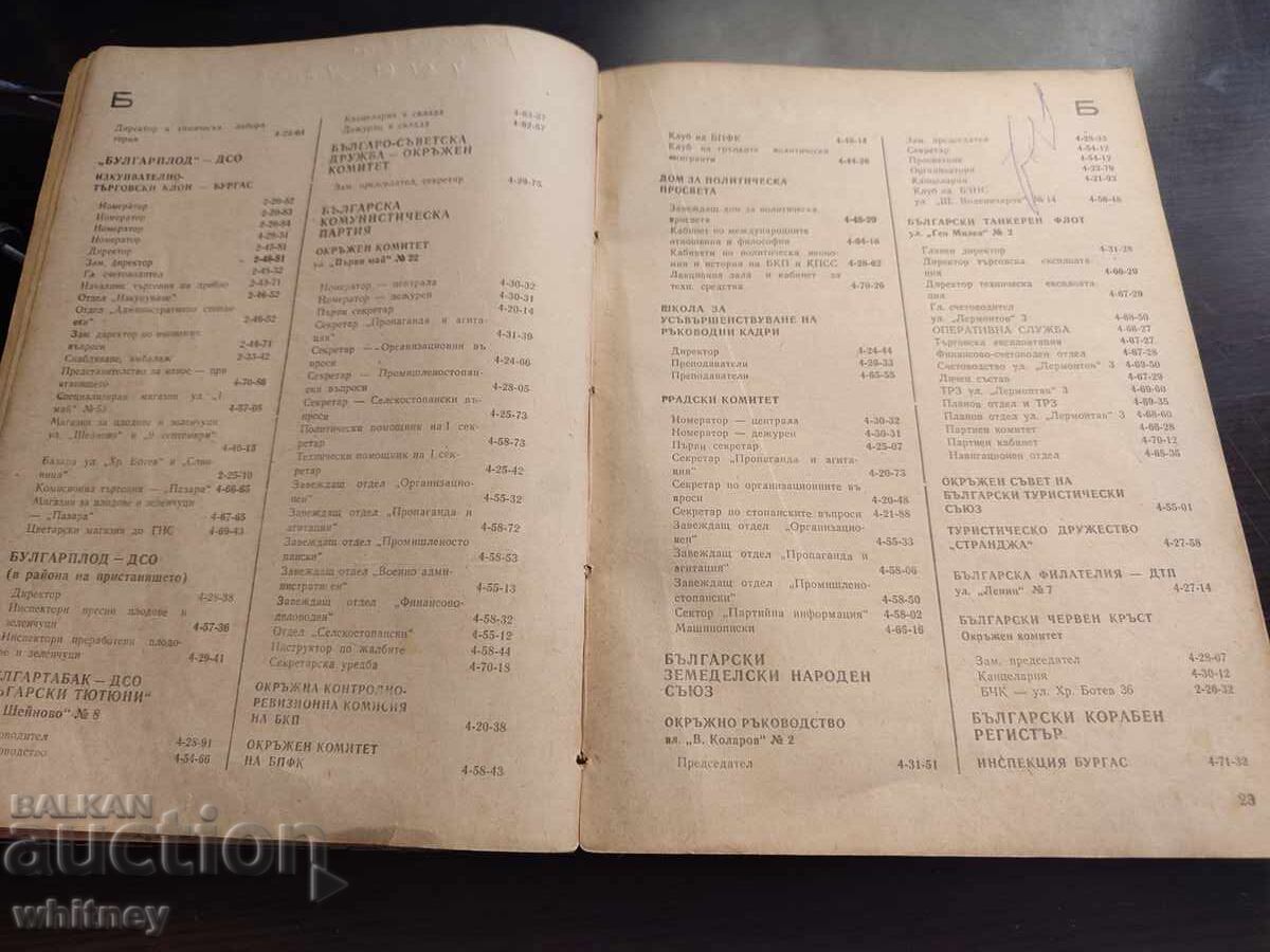 Παράδοση Τηλεφωνικός κατάλογος Βουργκάς 1971