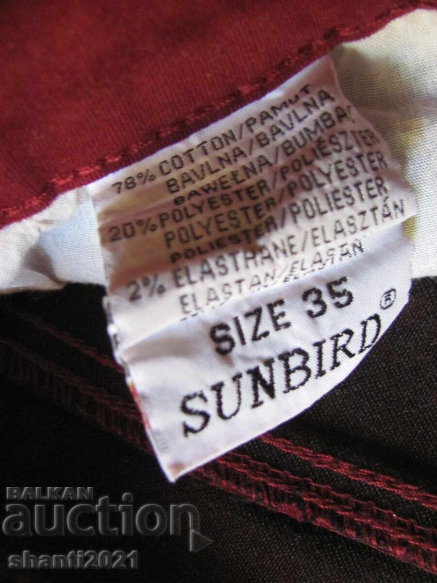 Livrarea Pantaloni de damă - noi cu etichetă, Sunbird, culoare vișinie Livrarea Pantaloni de damă - noi cu etichetă, Sunbird, culoare vișinie