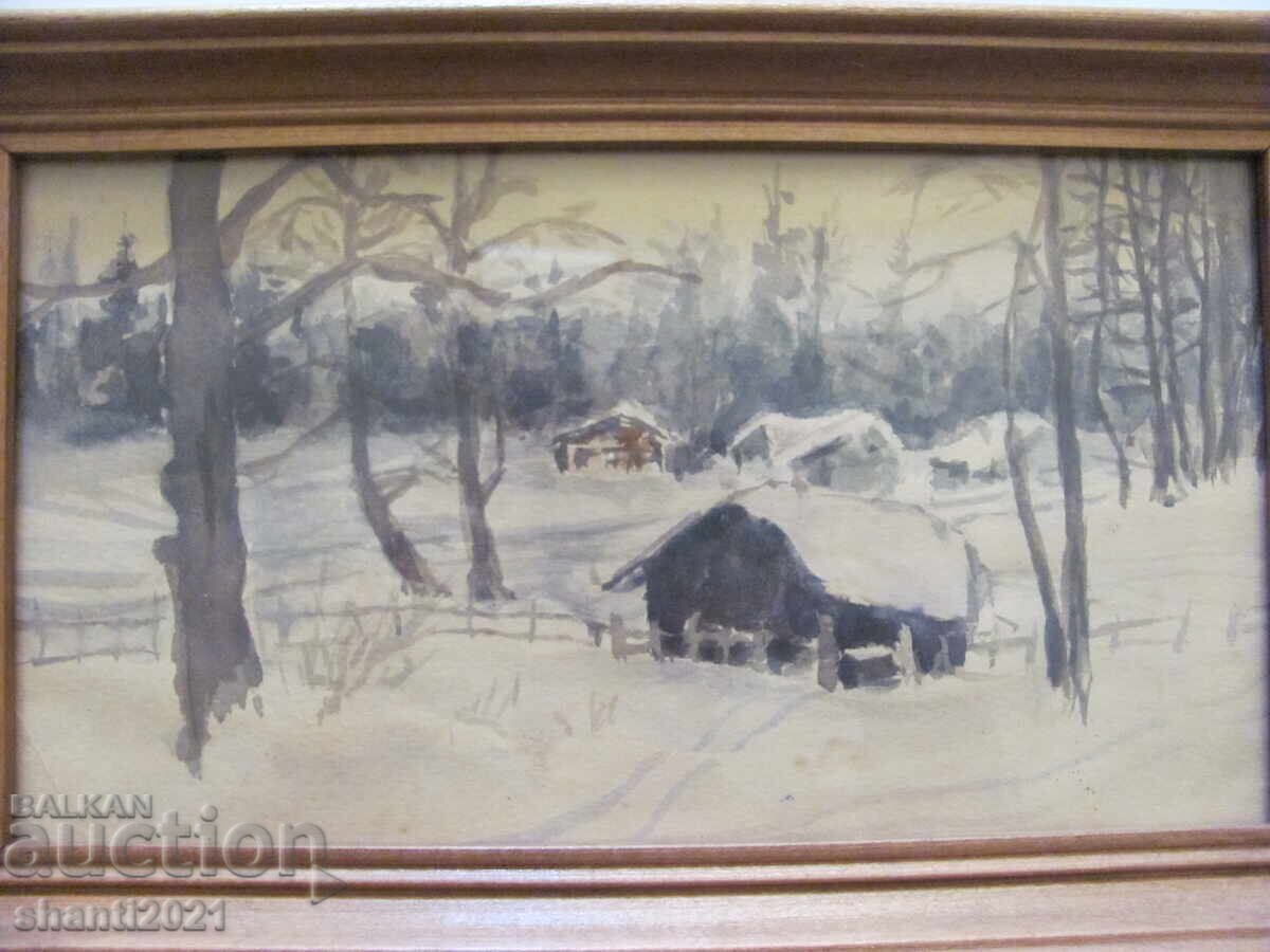 Αυθεντικός πίνακας, ακουαρέλα, ξύλινο πλαίσιο με τζάμι Αυθεντικός πίνακας, ακουαρέλα, ξύλινο πλαίσιο με τζάμι