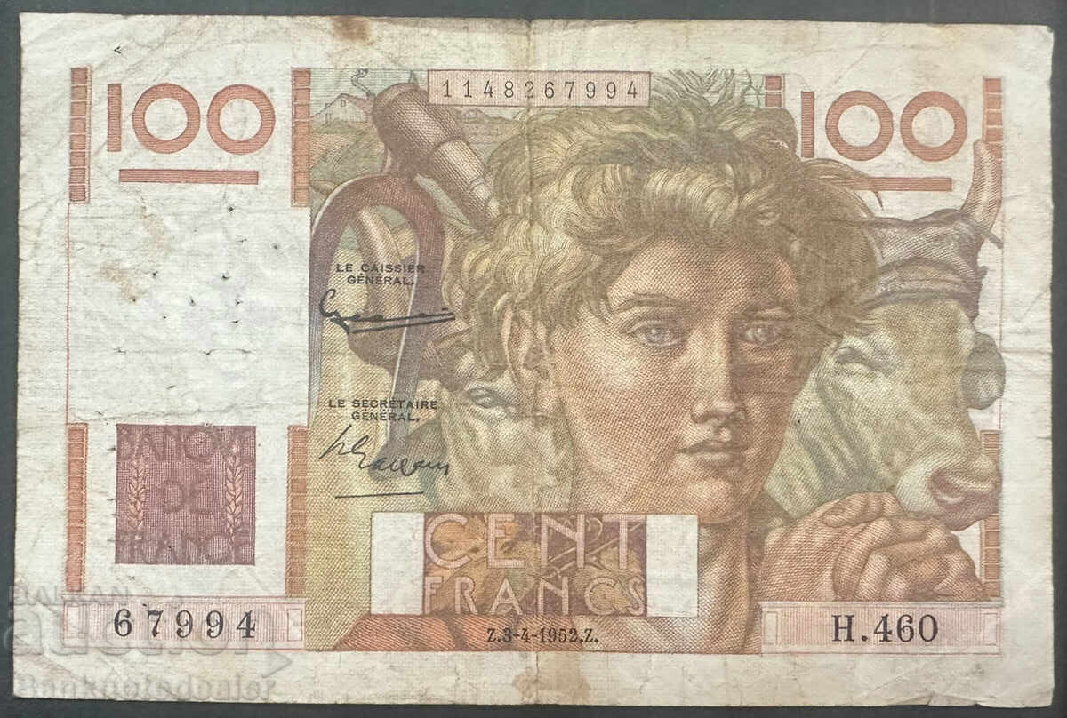 France 100 Francs 1952 Pick 128 Ref 7994