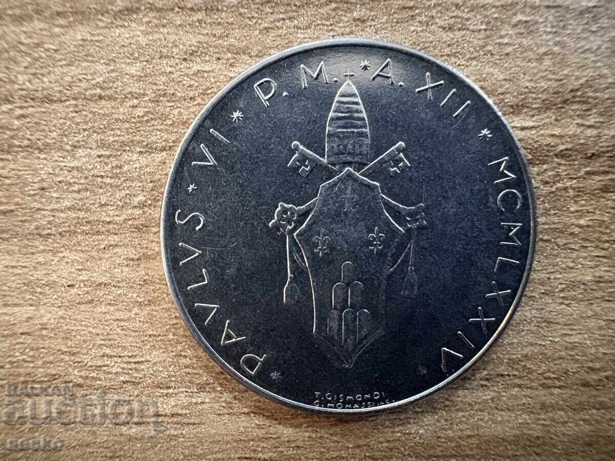 Vatican - 100 lire (1974) cu preț 3.80 BGN | € 1.94