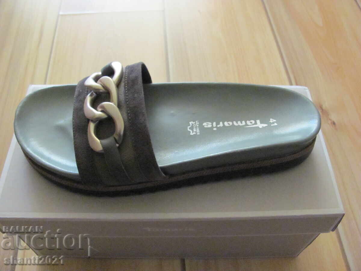 Papuci de damă TAMARIS noi, mărimea 41, piele naturală Papuci de damă TAMARIS noi, mărimea 41, piele naturală