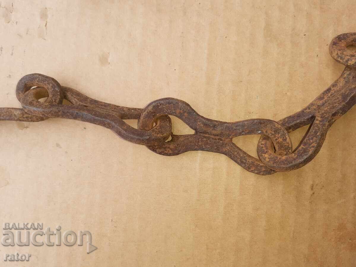Παλιά αλυσίδα τζακιού από σφυρήλατο σίδερο, γερή - 5