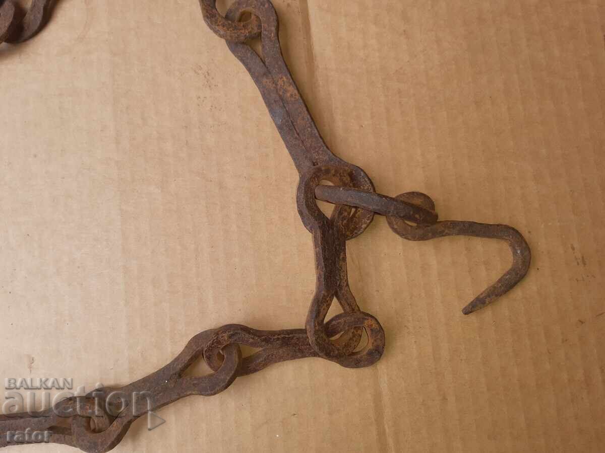 Παλιά αλυσίδα τζακιού από σφυρήλατο σίδερο, γερή - 6