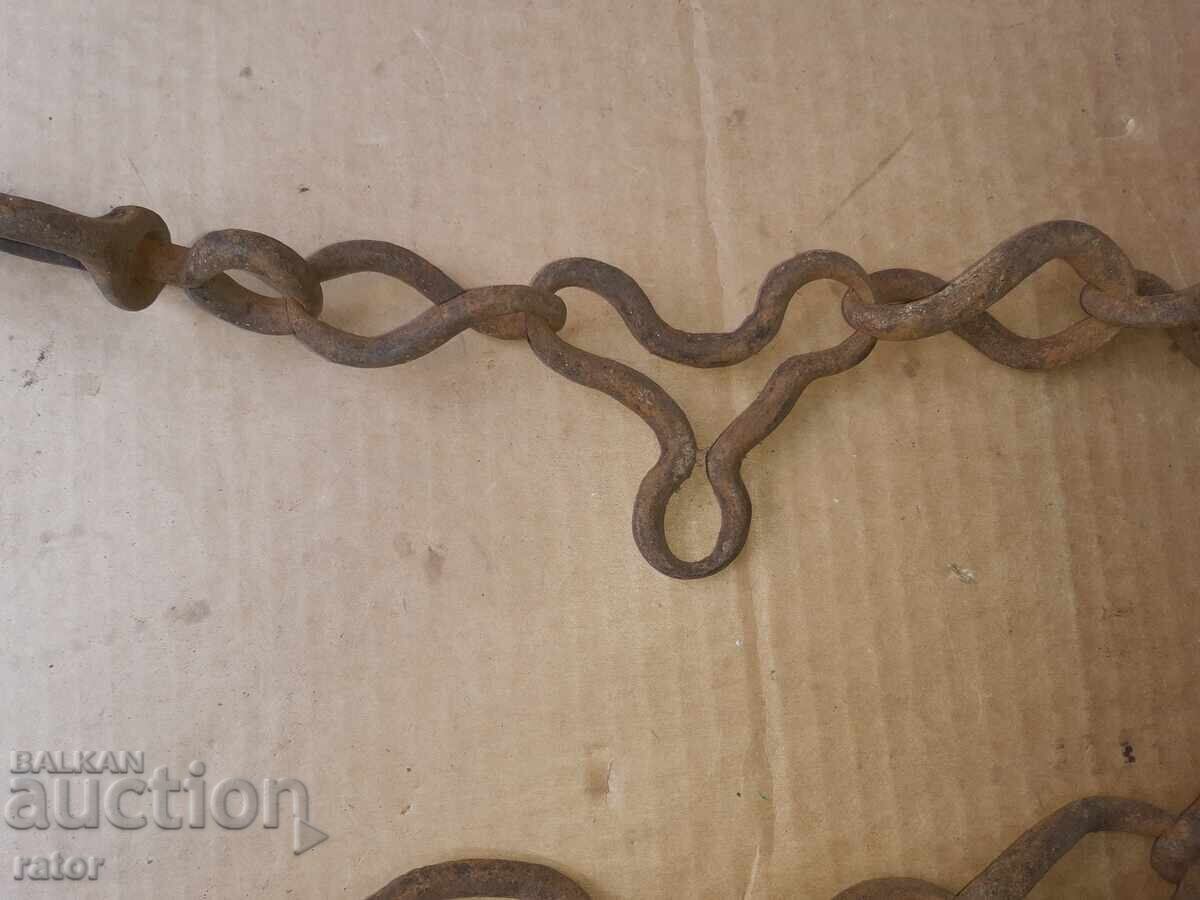 Παλιά αλυσίδα τζακιού από σφυρήλατο σίδερο, γερή - 5 Παλιά αλυσίδα τζακιού από σφυρήλατο σίδερο, γερή - 5
