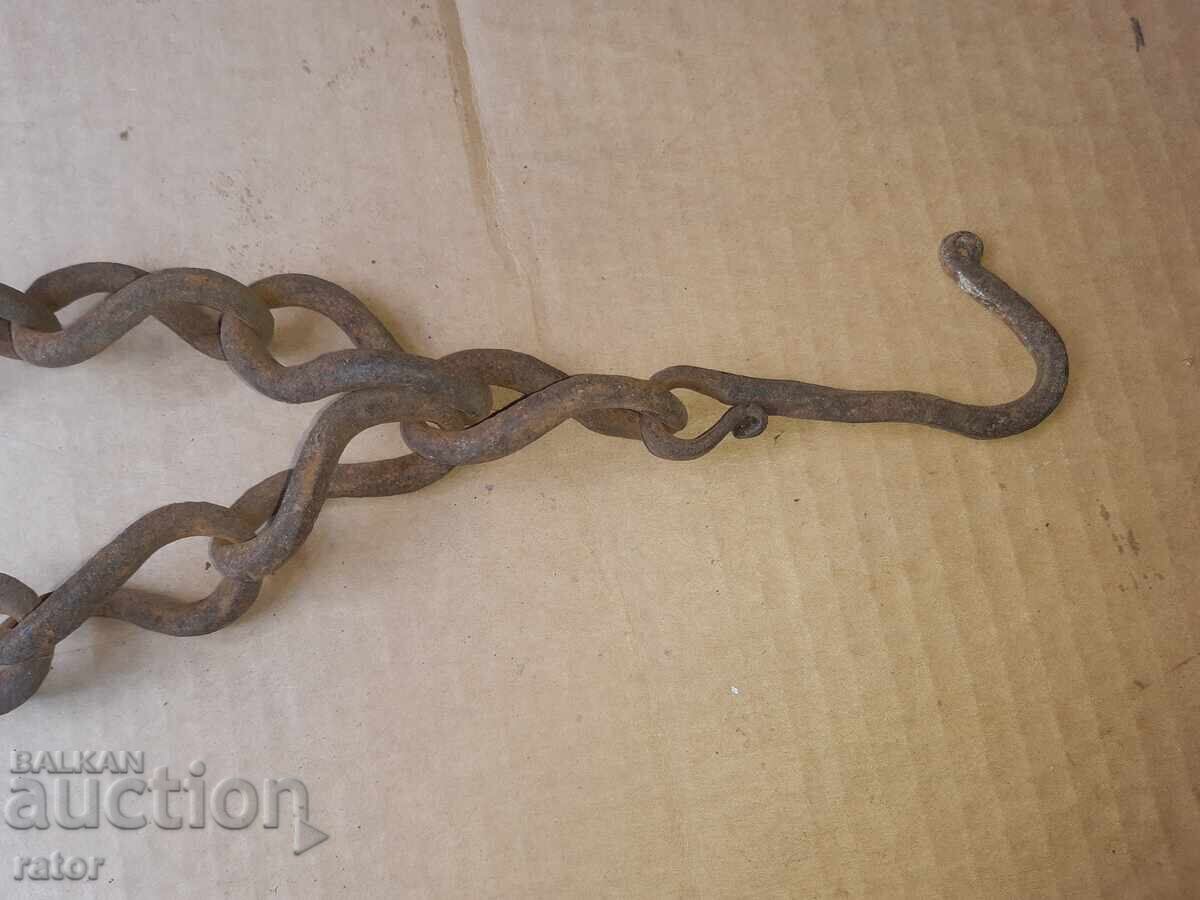 Παλιά αλυσίδα τζακιού από σφυρήλατο σίδερο, γερή - 6 Παλιά αλυσίδα τζακιού από σφυρήλατο σίδερο, γερή - 6