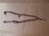 Lanț vechi pentru șemineu din fier forjat, rezistent