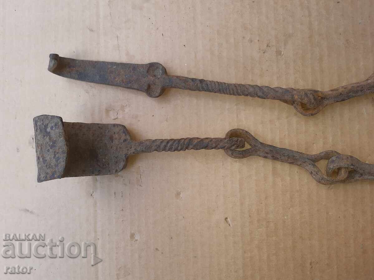 Стара верига за огнище от ковано желязо , здрава - 5
