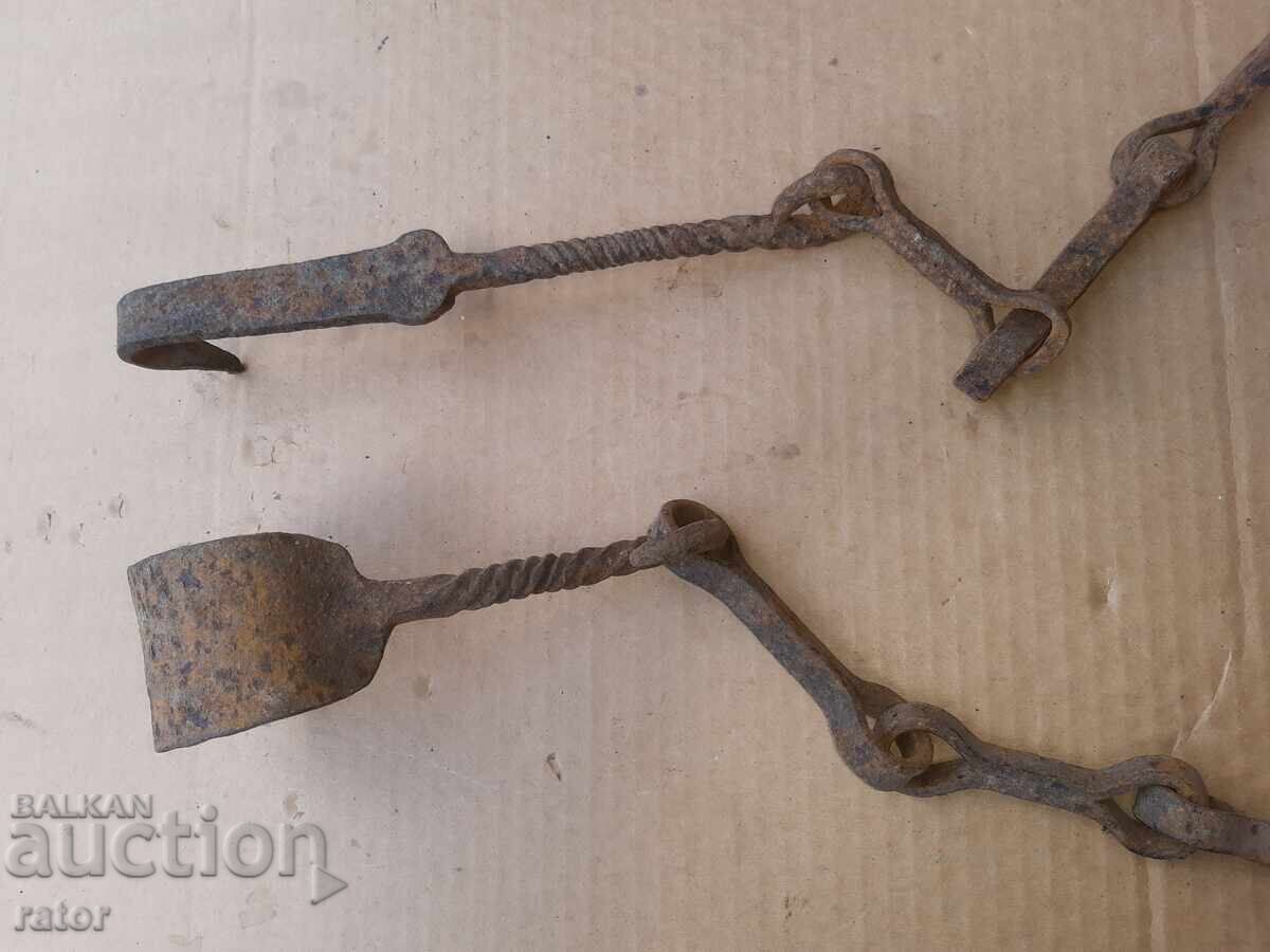 Παλιά αλυσίδα τζακιού από σφυρήλατο σίδερο, γερή - 6 Παλιά αλυσίδα τζακιού από σφυρήλατο σίδερο, γερή - 6