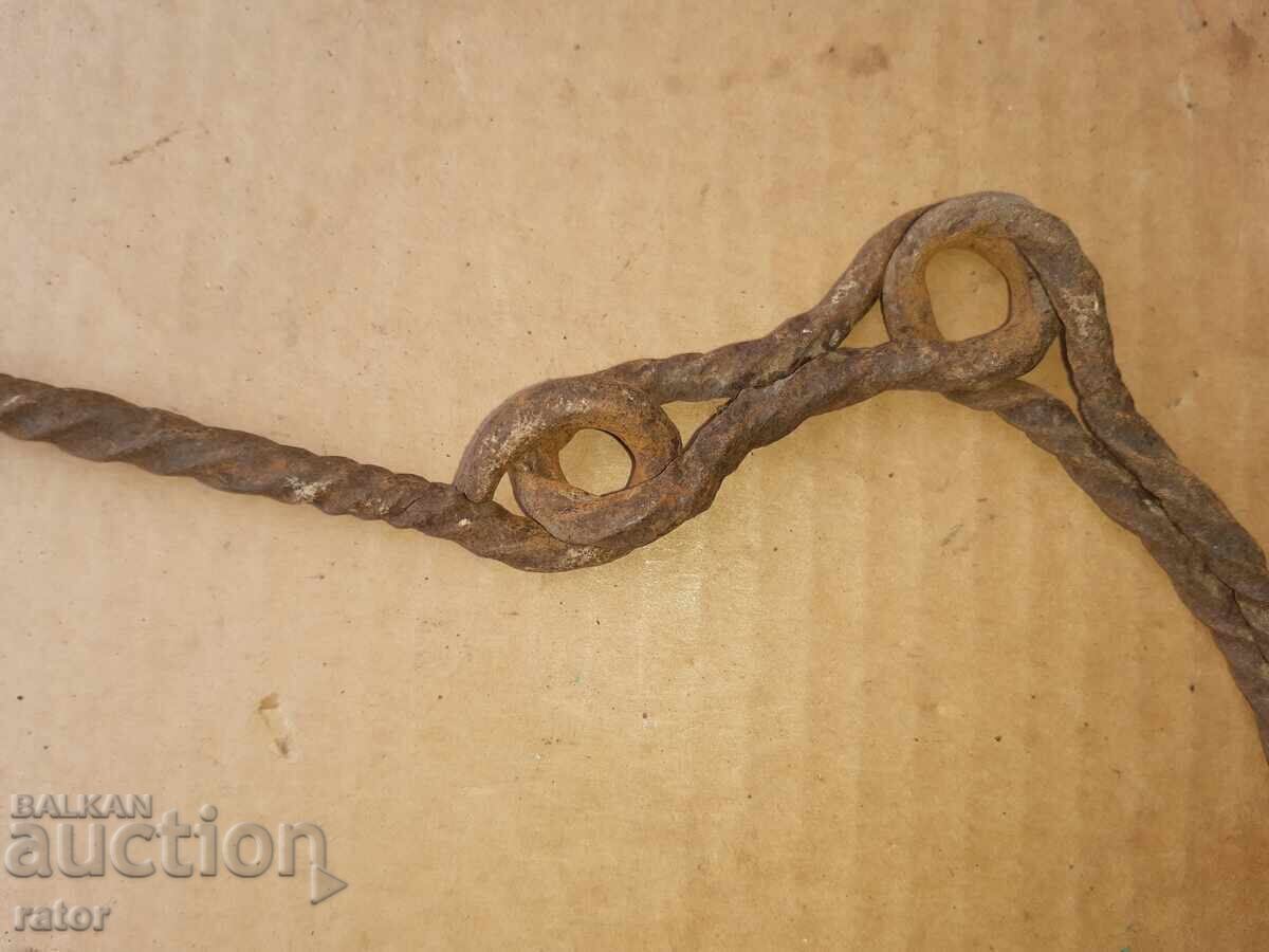 Παλιά αλυσίδα τζακιού από σφυρήλατο σίδερο, γερή - 5 Παλιά αλυσίδα τζακιού από σφυρήλατο σίδερο, γερή - 5