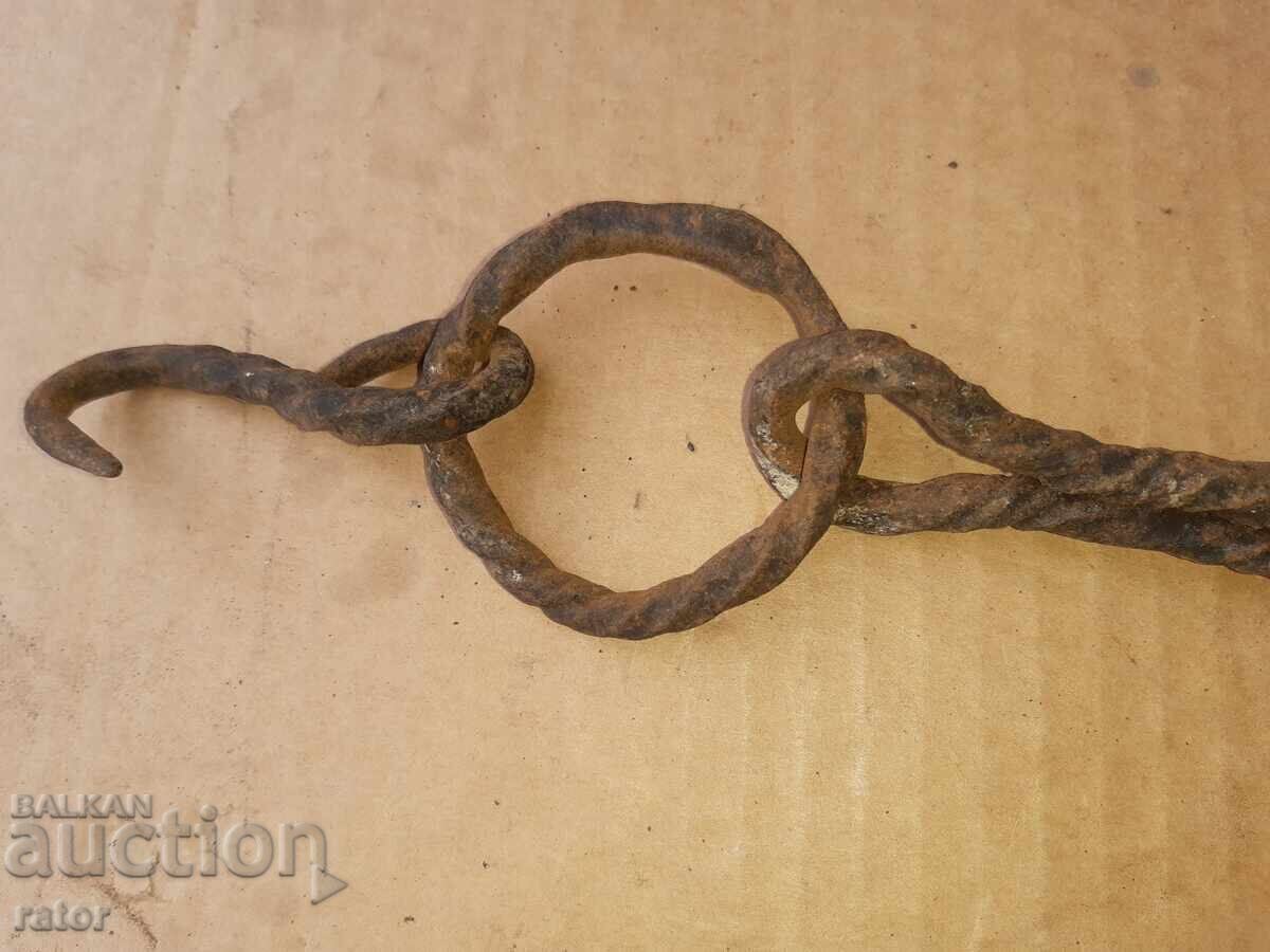 Παλιά αλυσίδα τζακιού από σφυρήλατο σίδερο, γερή - 6 Παλιά αλυσίδα τζακιού από σφυρήλατο σίδερο, γερή - 6