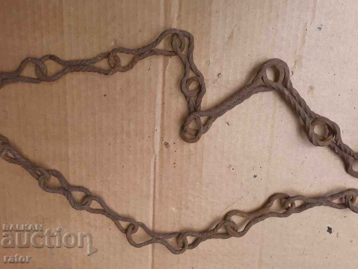 Δημοπρασία Παλιά αλυσίδα τζακιού από σφυρήλατο σίδερο, γερή Δημοπρασία Παλιά αλυσίδα τζακιού από σφυρήλατο σίδερο, γερή