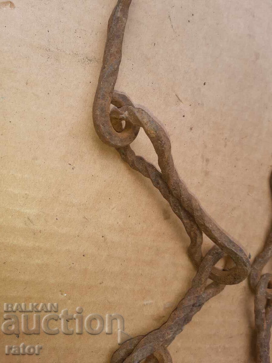 Παλιά αλυσίδα τζακιού από σφυρήλατο σίδερο, γερή - 5 Παλιά αλυσίδα τζακιού από σφυρήλατο σίδερο, γερή - 5