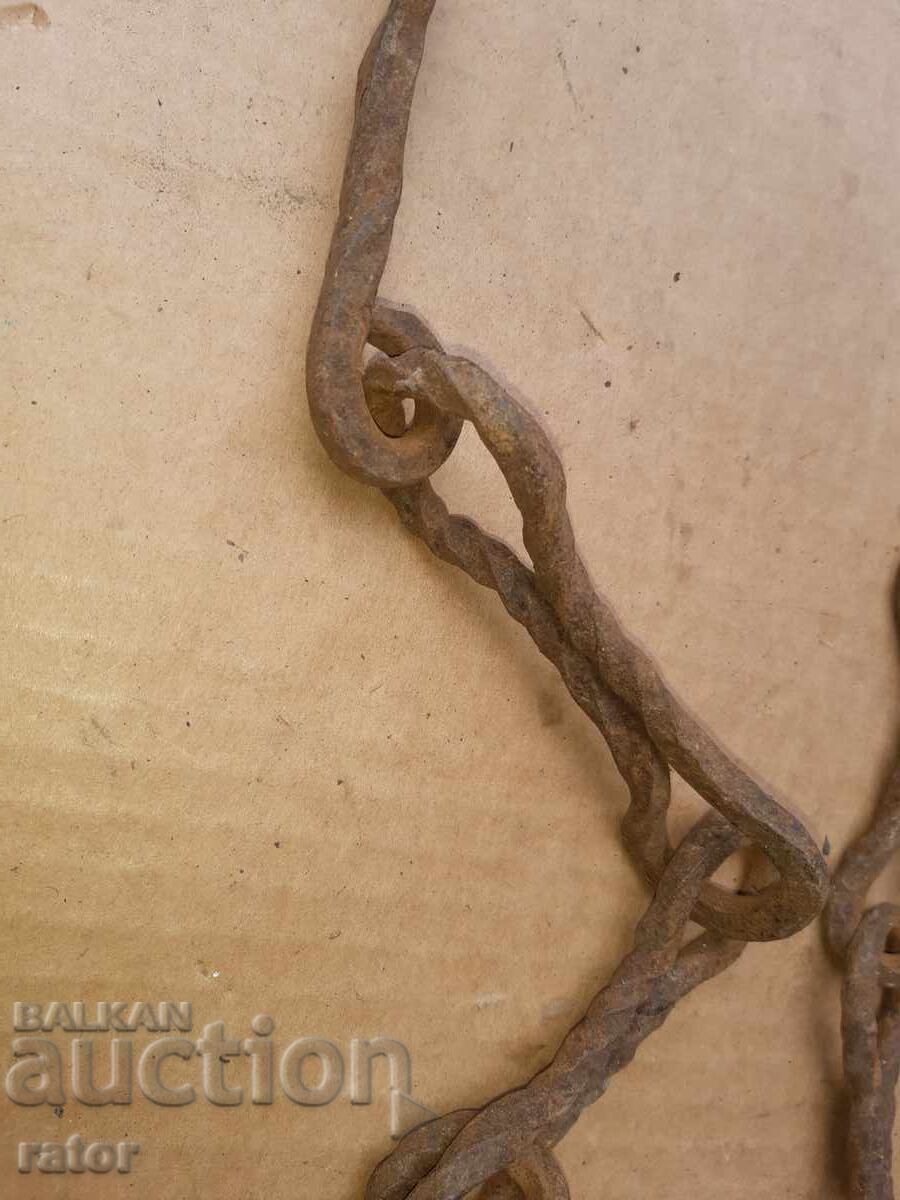 Παλιά αλυσίδα τζακιού από σφυρήλατο σίδερο, γερή - 5 Παλιά αλυσίδα τζακιού από σφυρήλατο σίδερο, γερή - 5