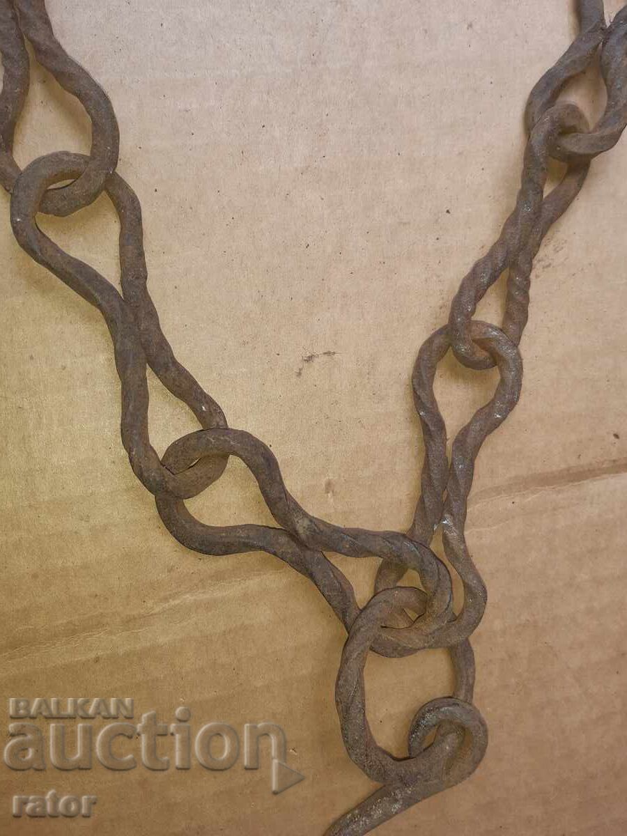 Παλιά αλυσίδα τζακιού από σφυρήλατο σίδερο, γερή - 6 Παλιά αλυσίδα τζακιού από σφυρήλατο σίδερο, γερή - 6