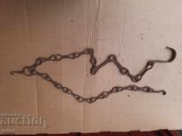 Lanț vechi pentru șemineu din fier forjat, rezistent
