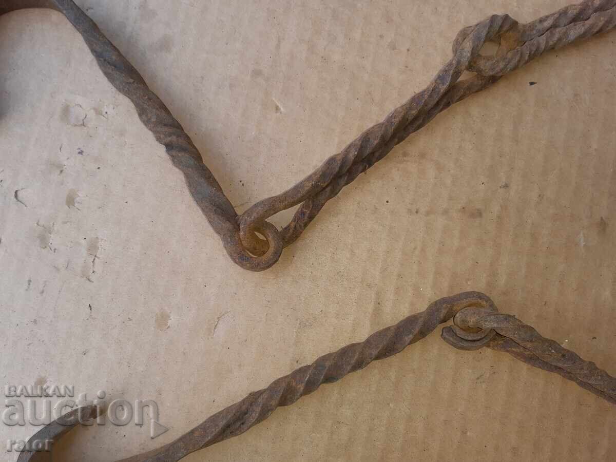 Old wrought iron fireplace chain, sturdy - 5