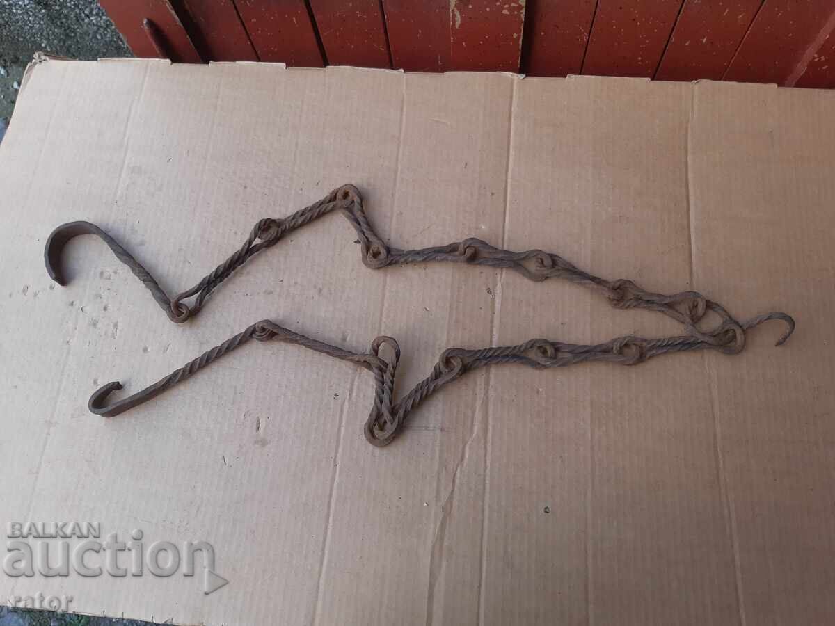 Old wrought iron fireplace chain, sturdy