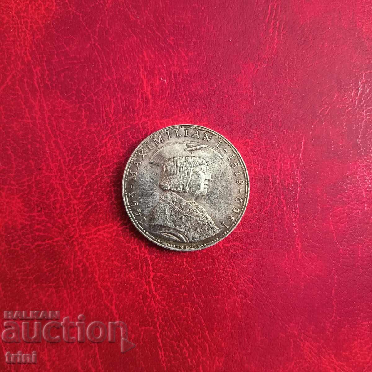 Austria 50 Schillings 1969 450 g. Maximilian I (1459-1519) with price 50.00 BGN | € 25.56 Austria 50 Schillings 1969 450 g. Maximilian I (1459-1519) with price 50.00 BGN | € 25.56