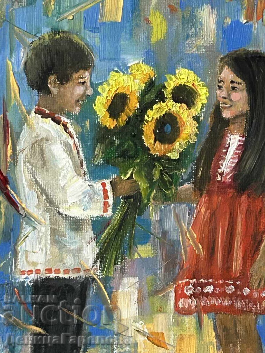 Licitație Denitsa Garelova tablou ulei „Am cules floarea-soarelui pentru tine” Licitație Denitsa Garelova tablou ulei „Am cules floarea-soarelui pentru tine”