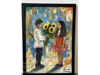 Denitsa Garelova Oil Painting "I Picked Sunflowers for You"
