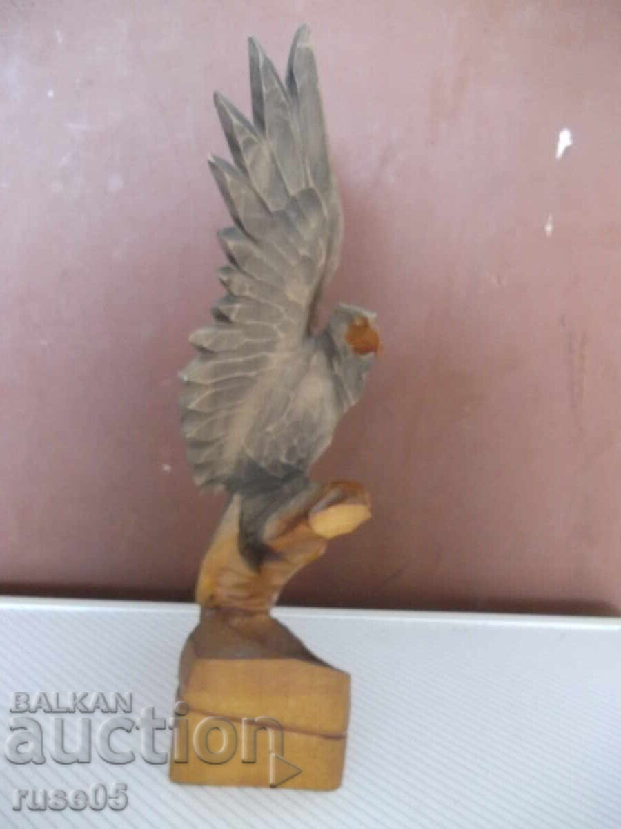 Figurină din lemn "Vultur aterizat pe stâncă" sculptată - 5
