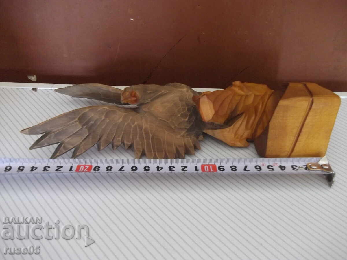Figurină din lemn "Vultur aterizat pe stâncă" sculptată - 7
