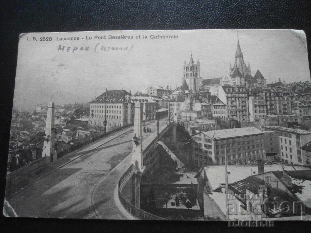 Παλιά καρτ ποστάλ, Lausanne-Le Pont Bessieres et la Cathedrale Παλιά καρτ ποστάλ, Lausanne-Le Pont Bessieres et la Cathedrale