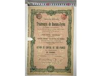 1907 BRUXELLES ACȚIUNE VECHE ACȚIUNI DOCUMENT PARTE OBLIGAȚIUNE