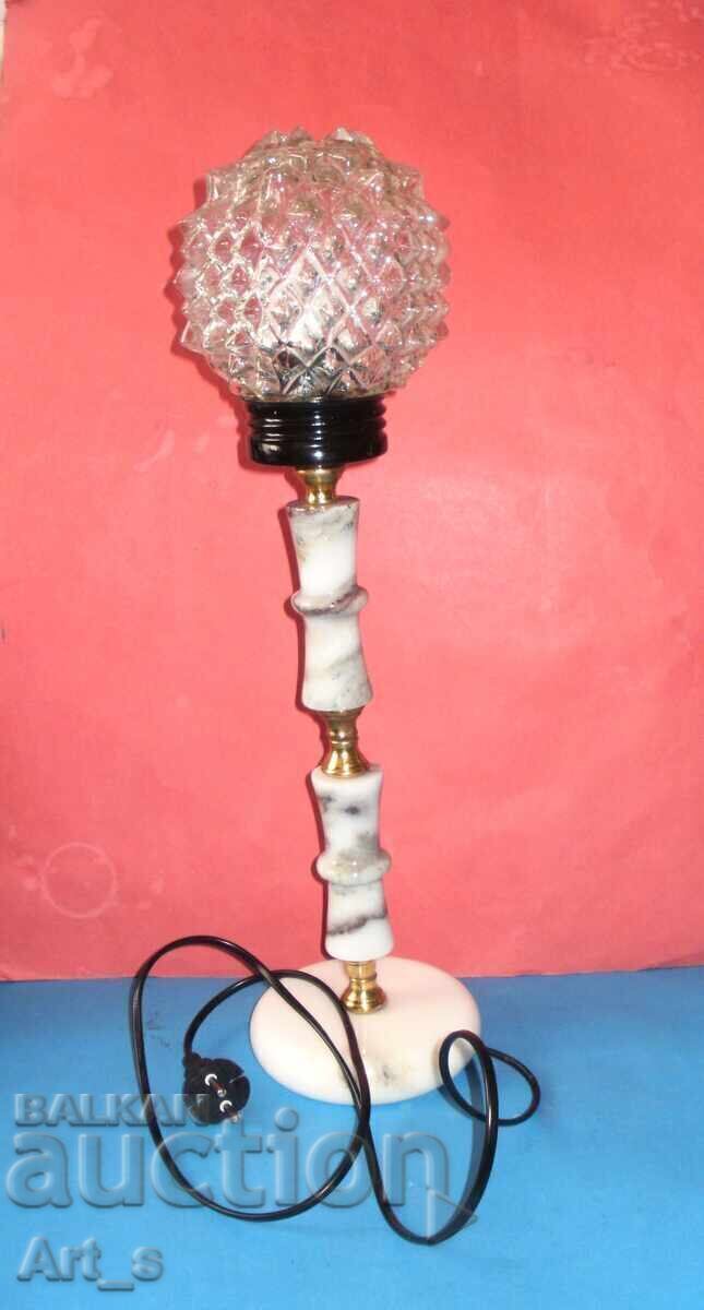 Auction  New vintage marble table lamp with globe and h=53cm