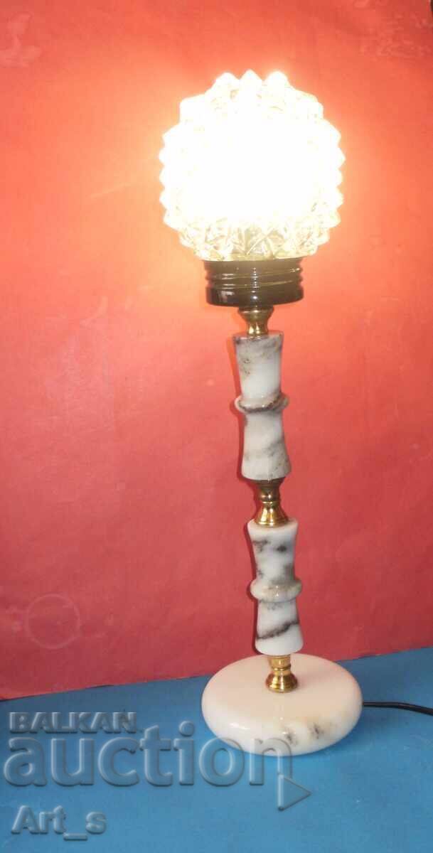 Delivery of New vintage marble table lamp with globe and h=53cm