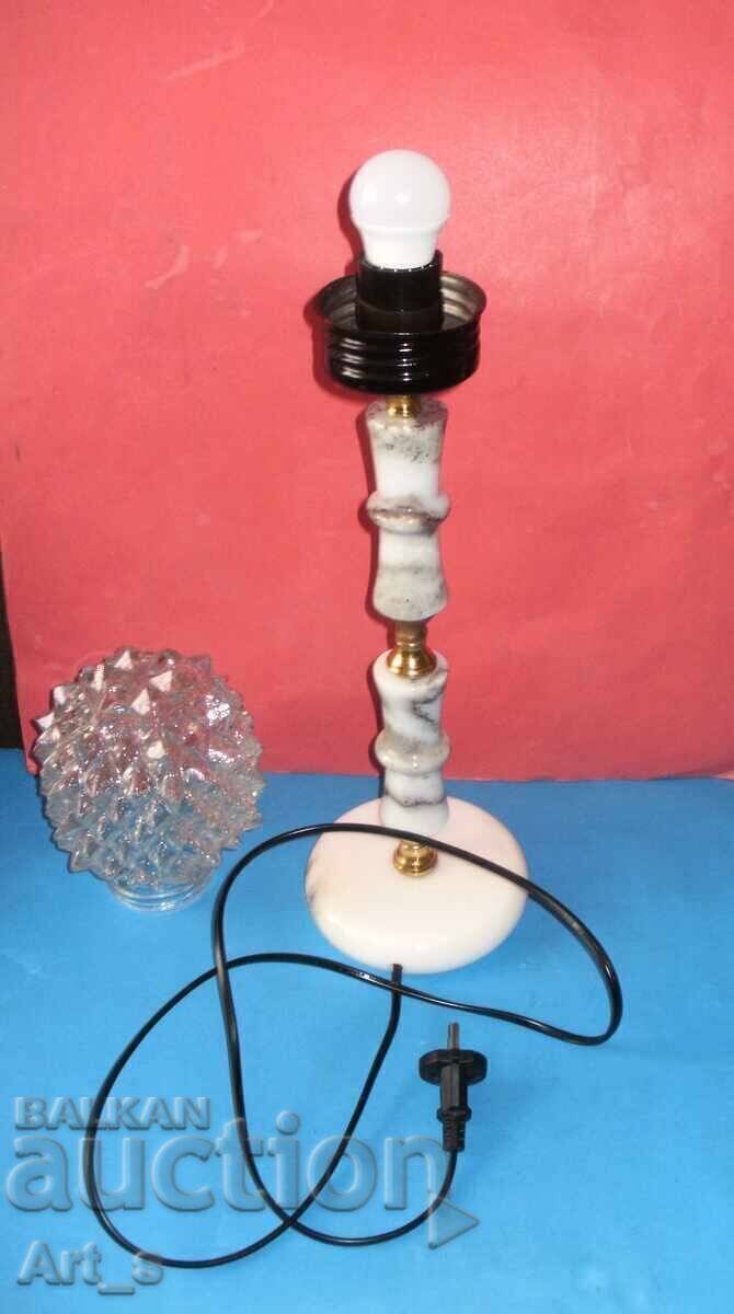 New vintage marble table lamp with globe and h=53cm - 5
