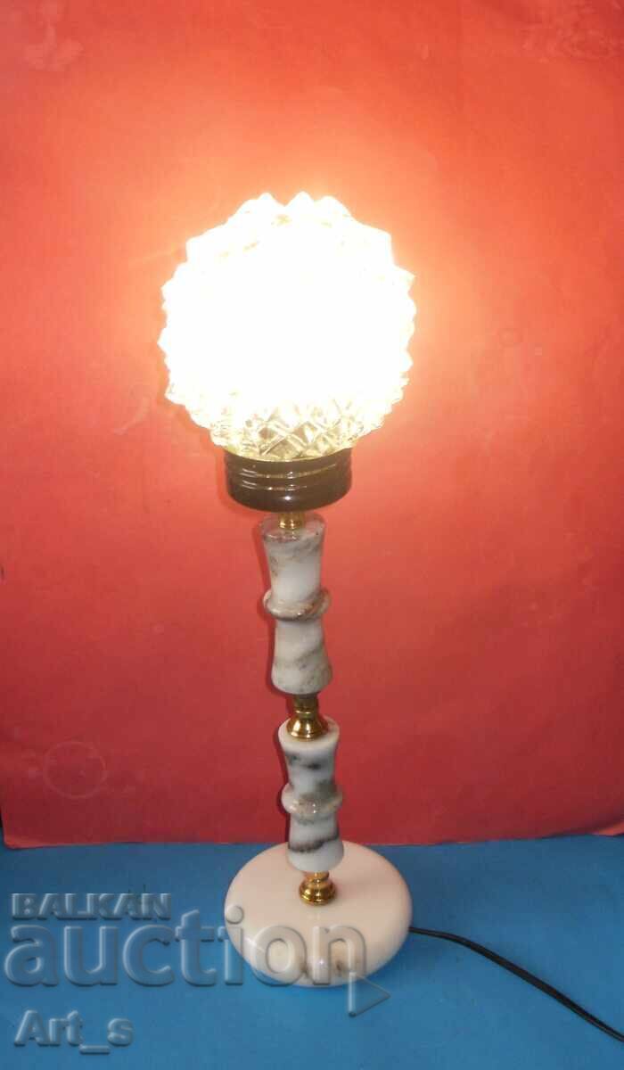 New vintage marble table lamp with globe and h=53cm - 7
