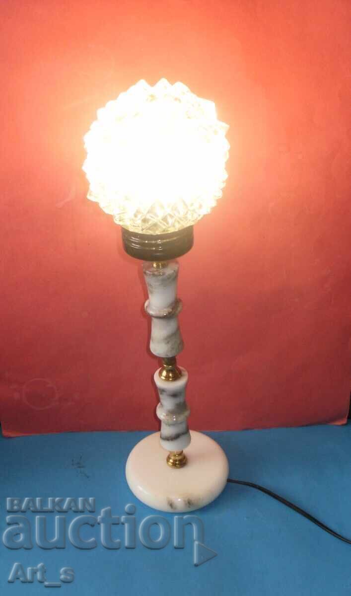 New vintage marble table lamp with globe and h=53cm