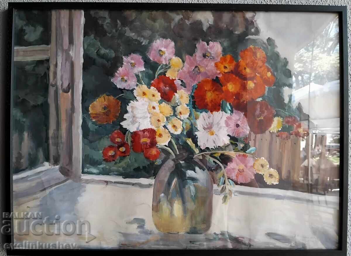 Стар майсторски акварел на Н.Папазян 1967г с цена 150.00 лв. | € 76.69 Стар майсторски акварел на Н.Папазян 1967г с цена 150.00 лв. | € 76.69