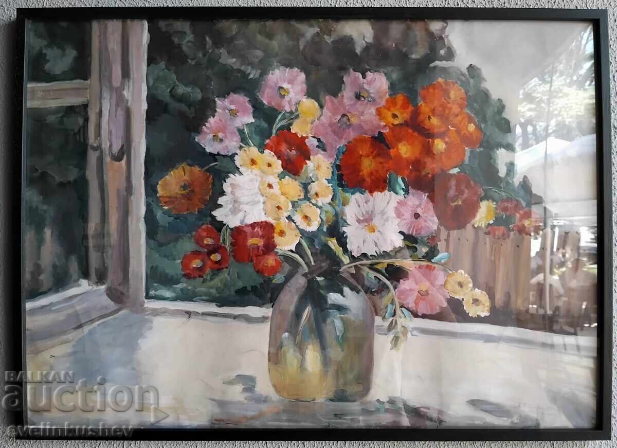 Стар майсторски акварел на Н.Папазян 1967г - 5 Стар майсторски акварел на Н.Папазян 1967г - 5